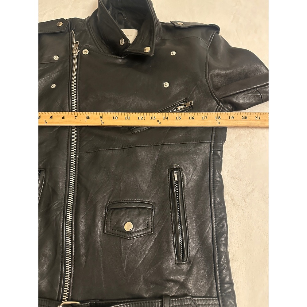 Deadwood Recycled Soft Leather Biker Jacket Black Moto Size Medium Recaimed - Picture 14 of 16